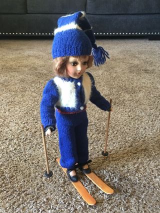 Vintage 14 " Mary Hoyer Doll Wearing Ski Outfit