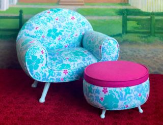 American Girl Doll Kanani Akina Lounge Chair And Ottoman Set With Pillow