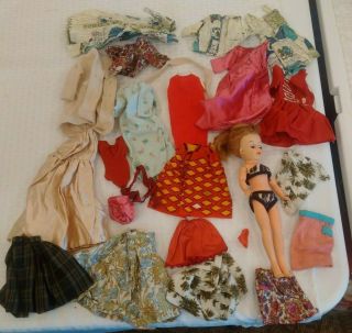 Vintage 1960s Uneeda Doll Suzette Clothes Dress Pants Leopard Bikini Bra Panties