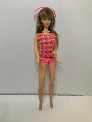 Vintage 1967 Mod Barbie Twist N Turn 1160 Rooted Lashes Swimsuit