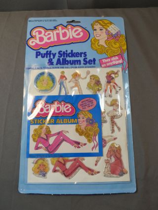 Vintage 1980s Barbie Puffy Stickers And Album Set