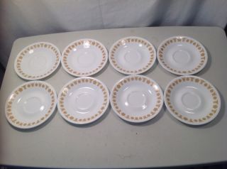 Set Of 8 Vintage Corelle Butterfly Gold Saucers