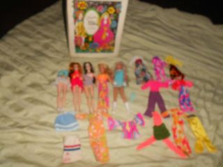 Vintage Dawn Doll Case With Dolls,  Case And Clothes Gc/ Tlc Group