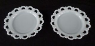 Anchor Hocking - Lace Edge - Milk Glass - 8 - 1/4 " Salad Plate - Set/s Of 2