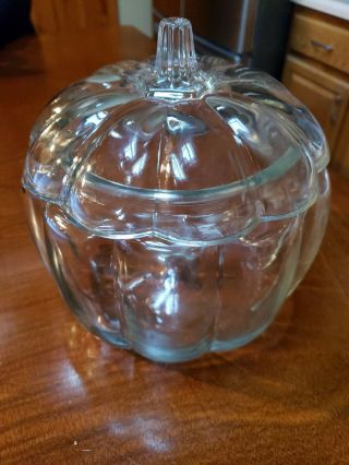 Anchor Hocking Clear Glass Pumpkin Cookie / Candy Jar