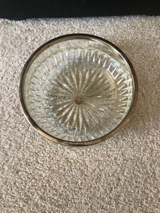William Adams Serving Bowl Heavy Cut Crystal Silver - Plated Rim 8.  5 Inch Vintage 2