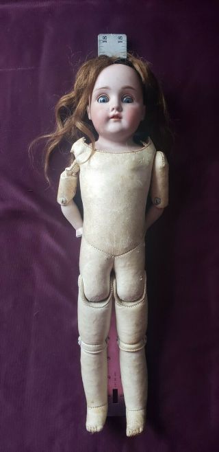 Antique German Bisque Doll With Kid Leather Body.  Dep 154,  5 3/4 (maybe Kestner)