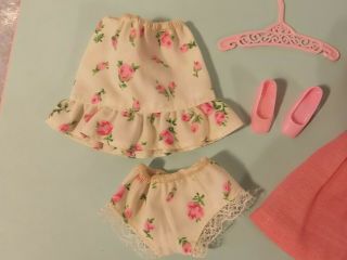 Vintage Francie Doll Outfit 3369 Pink ' n Pretty Dress Slip Undies Shoes 1972 2