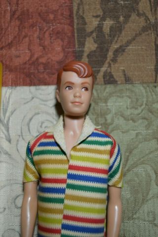Vintage Barbie Mattel 1963 Allan Doll Ken ' s Buddy With Box Shirt/Stand 2