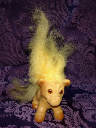 Vintage Dam Horse Troll - Gold Troll Hair & Dark Gold Eyes 2 1/2 Inches Rare