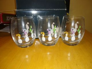 Three Penguin Skate By Pfaltzgraff Double Old Fashioned Glasses - Box