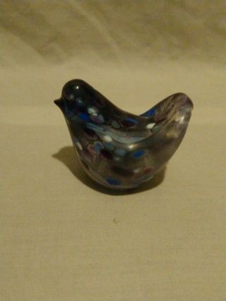 Isle Of Wight Blue/purple Glass Bird Paperweight Ornament