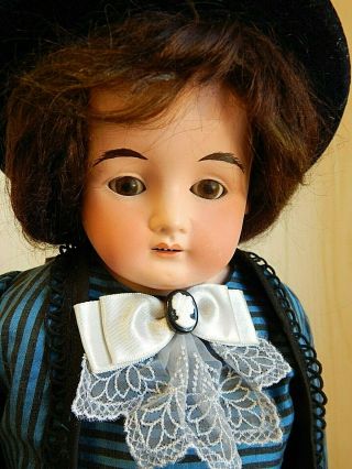 Antique 22 " A.  B.  G.  1235 Bisque Turned Head Doll W/cloth Body,  O.  M. ,  Repaired