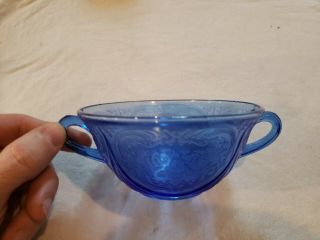 Cobalt Blue Royal Lace Cream Soup Bowl Hazel Atlas Depression 4 3/4 "