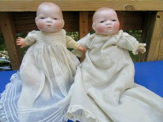 2 Antique German Bisque Grace S.  Putnam Bye Lo Dolls Mama Marked Baby