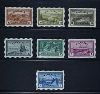 Canada,  Kgvi,  1945 / 47,  Set Of Seven (7) Stamps To $1 Value,  Um / Mm,  Cat £59.