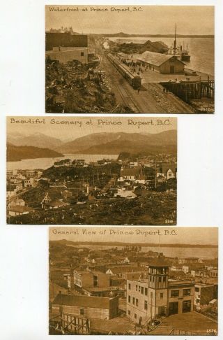 Canada Bc British Columbia - Prince Rupert - Pacific Publishing Postcards Lot X3