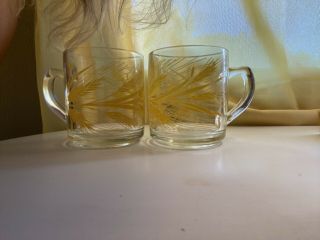 Vintage Set Of Two Libbey Golden Wheat Mugs