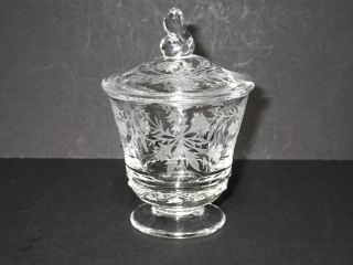 Crystal Heather Footed Mustard & Notched Lid / Hard To Find / Fostoria Glass Co