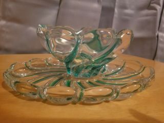 Mikasa Crystal Glass Peppermint Bowl And Plate