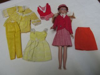 Vintage Barbie Skipper Doll 1963 With School Girl Outfit,  More Outfits