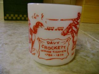 Vintage Davy Crockett Indian Fighter Milk Glass Anchor Hocking Small Cup