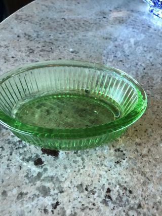 Small Green Depression Glass Oval Bowl