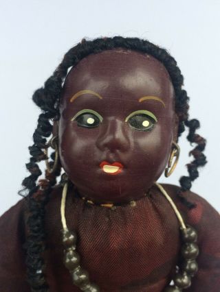 Rare Antique Black American Celluloid Head Cloth Body African Doll
