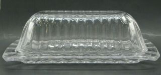 Vintage Clear Ribbed Glass Stick Butter Dish With Dome Lid Cover