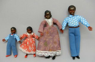 Vintage Caco African American Doll Family Dollhouse Miniature 1:12