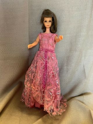 Vintage 1965 Barbie Bend Leg Francie Doll And Gown