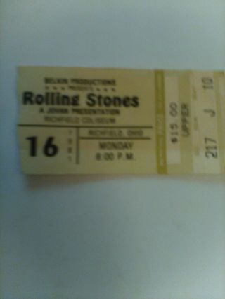 Rolling Stones 1981 Concert Ticket Stub Richfield Coliseum