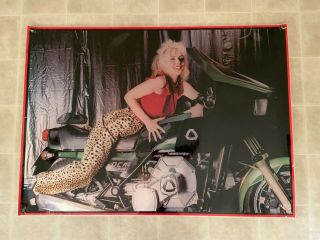 Deborah Harry (blondie) Vintage 23x33 Laminated Sprawled On Motorcycle Poster