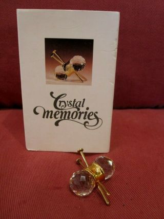 Highly Collectable Boxed Swarovski Crystal Memories Knitting Needles Ball Wool