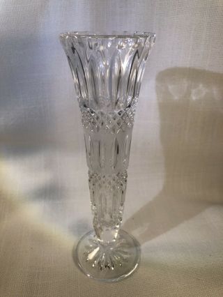 Vintage Cut Glass Crystal Vase With Frosted Section 8 " Tall,  2.  5 " Diameter Base