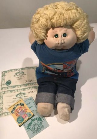 1984 Cabbage Patch Doll Soft Sculptured Signed Papers Dukes Of Hazard Bo Duke