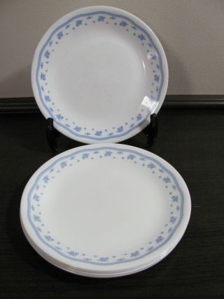 6 Vintage Corelle Morning Blue Flowers 8 1/2” Lunch Plates