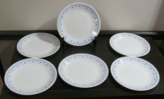 6 VINTAGE CORELLE MORNING BLUE FLOWERS 8 1/2” LUNCH PLATES 3