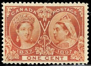 Canada 1897 Scott 51,  Mint/vlh " Jubilee " Queen Victoria 1c Fog Extra Fine