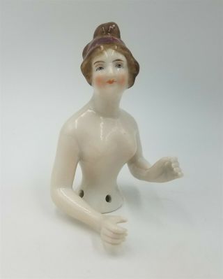 Vintage 1920s German Porcelain Half Doll Nude Lady Arms Out 22674