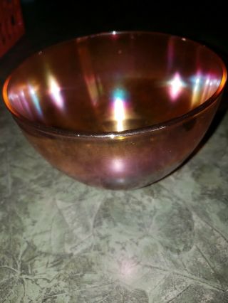 Vtg Art Glass Bowls Marigold Orange Amber Plain Pattern Iridescent
