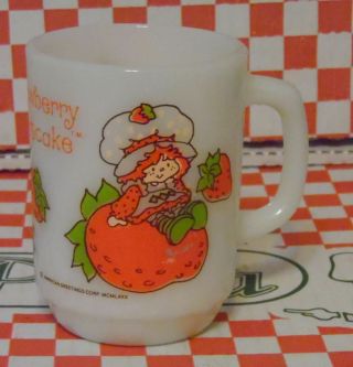 Strawberry Shortcake Anchor Hocking Milk Glass Fire King Mug