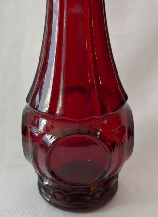VTG RUBY RED GLASS BUD VASE OIL VINEGAR BOTTLE DECANTER 9 1/8 