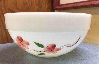 Vintage Fire King 8.  75 " Serving Mixing Bowl,  Hand Painted Flowers Pink 4.  5 " Tall