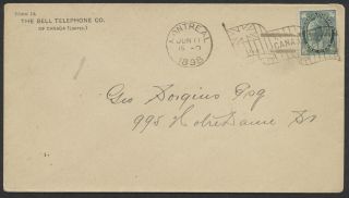 1898 Bell Telephone Co Of Canada Cc Cover Unsealed To Local Address,  Type 8 Flag