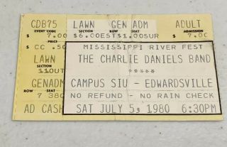 Charlie Daniels Band Vintage Concert Ticket Stub 7/4/1980 Mississippi River Fest