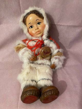 1984 Vintage Naber Alaskan Eskimo Doll Hand Made In Alaska Fur