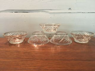 Set Of 5 Clear Glass Star Of David Berry Dessert Bowls 4 1/4 "