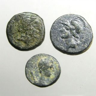 3 Unidentified Bronze Coins Of Ancient Greece_4th - 1st Centuries Bc