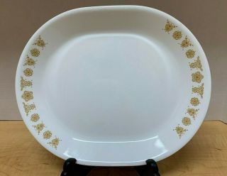 Corelle Butterfly Gold 12 1/4 " X 10 " Oval Platter White W/ Gold Pattern Trim
